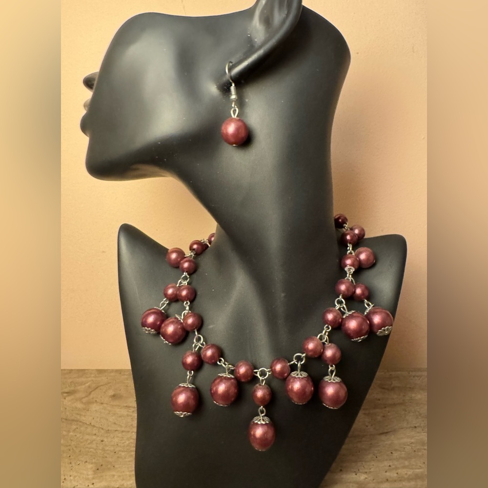 Paparazzi Purple Beaded Necklace and Earring Set